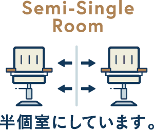 半個室にしています。